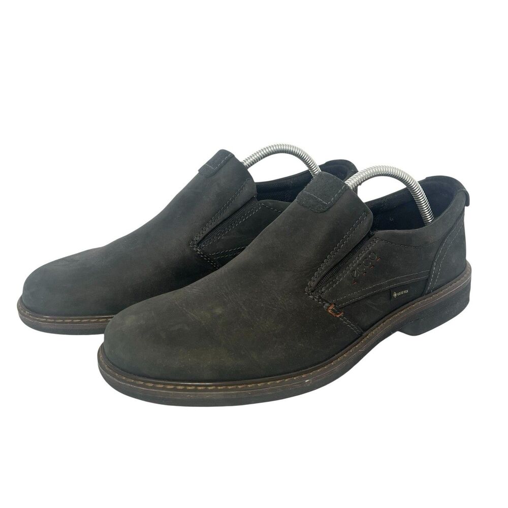 Ecco Turn GTX Slip On Loafers Comfort Shoes Leather Goretex Gray Men 9